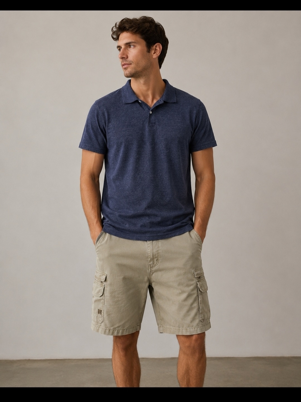 George Men's Navy Heather Polo Shirt